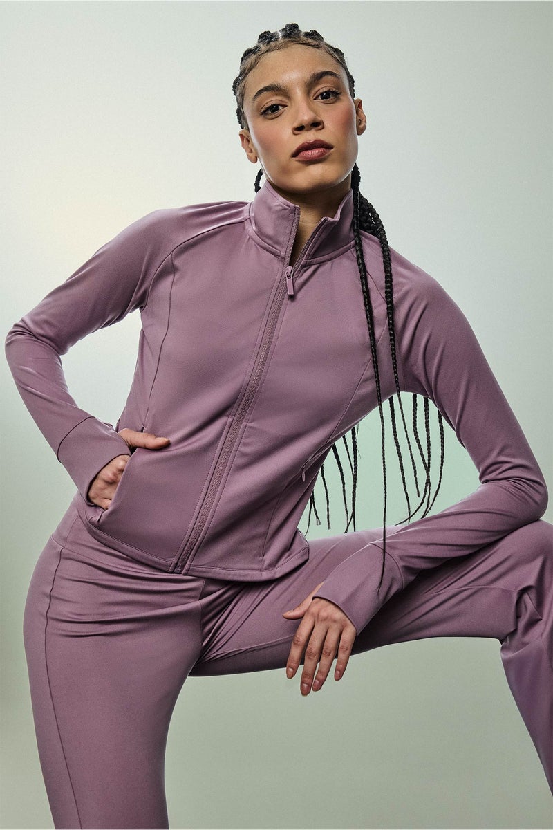 DeFacto Pink Woman Slim Fit Soft Fleece Lined Long Sleeves Sports Zip Up Sweatshirt Casual - Image 1